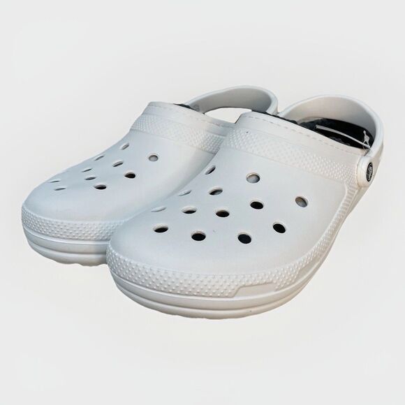 Crocs Classic Lined Clog Mens 12 White Grey Gray Comfortable Slip On Brand New main image 9